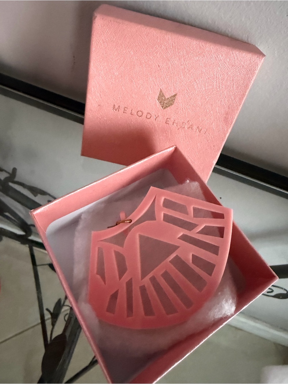 Melody Ehsani Pink Geometric Cutout Earrings